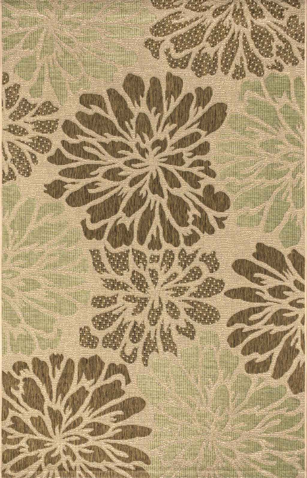 6' X 9' Sage And Brown Floral Indoor Outdoor Area Rug Default Title