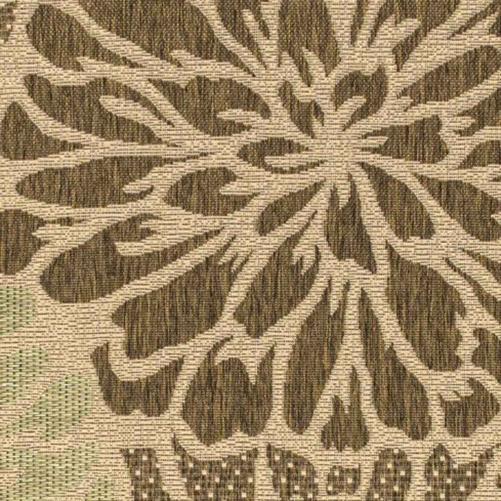 6' X 9' Sage And Brown Floral Indoor Outdoor Area Rug
