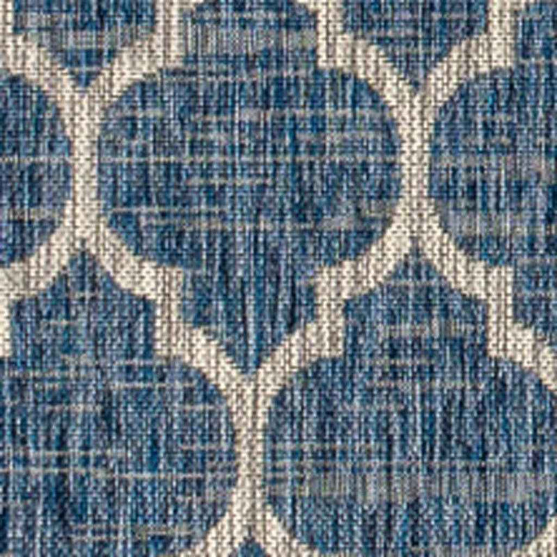 6' X 9' Navy Blue And Gray Geometric Indoor Outdoor Area Rug