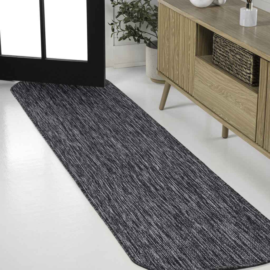 8' Dark Gray Indoor Outdoor Runner Rug