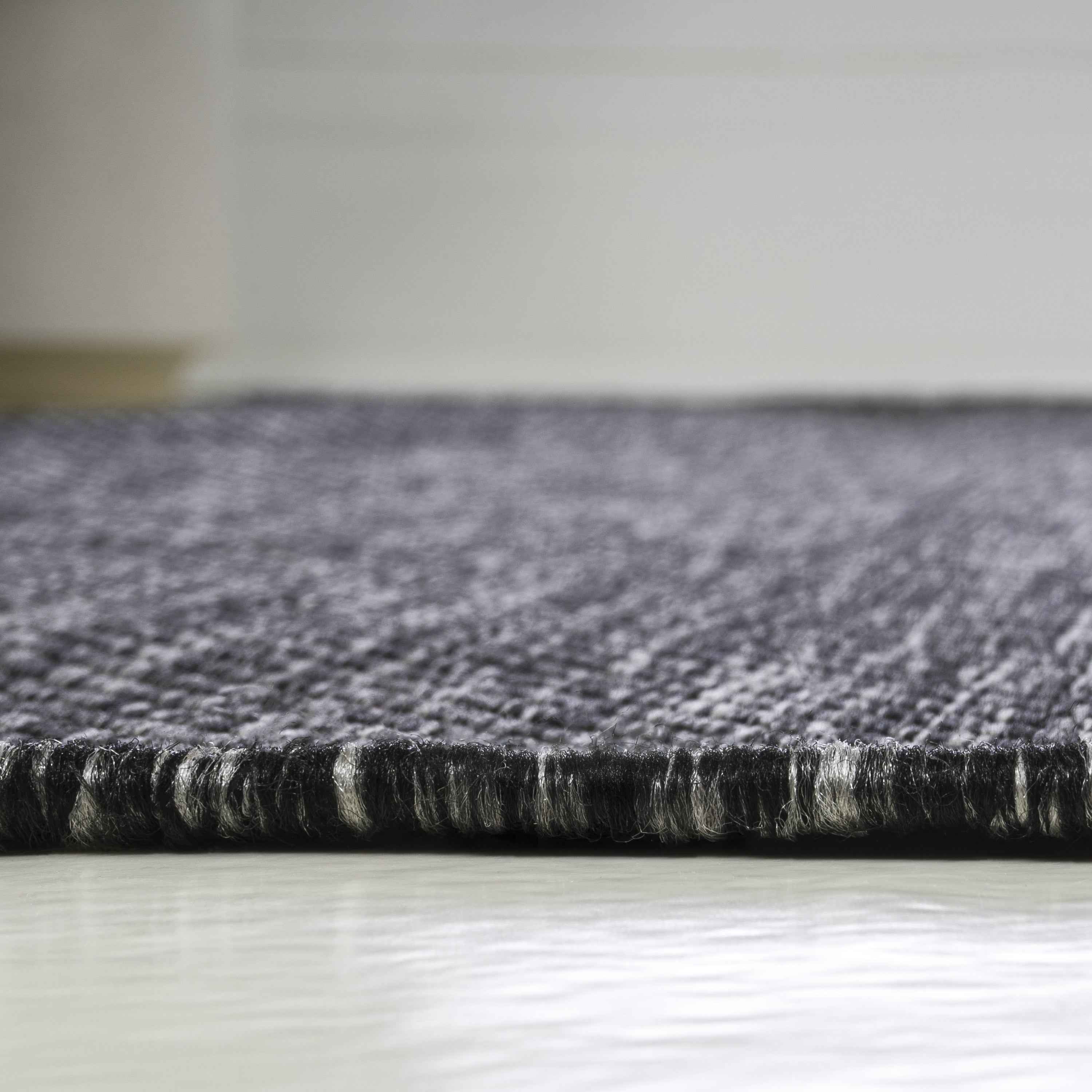 8' Dark Gray Indoor Outdoor Runner Rug