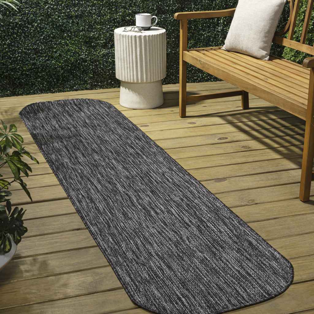 8' Dark Gray Indoor Outdoor Runner Rug