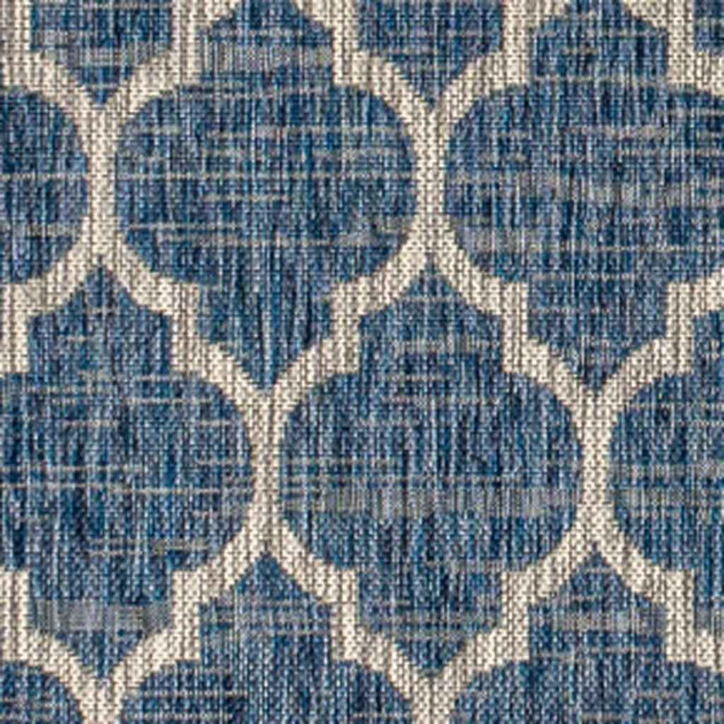 6' X 9' Navy Blue And Gray Geometric Indoor Outdoor Area Rug