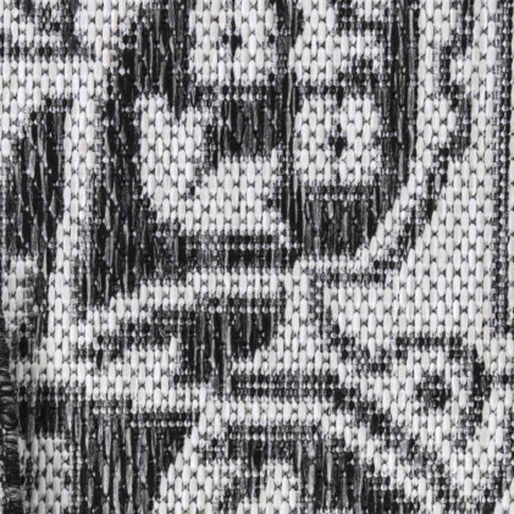 8' X 10' Dark Gray And Cream Medallion Indoor Outdoor Area Rug