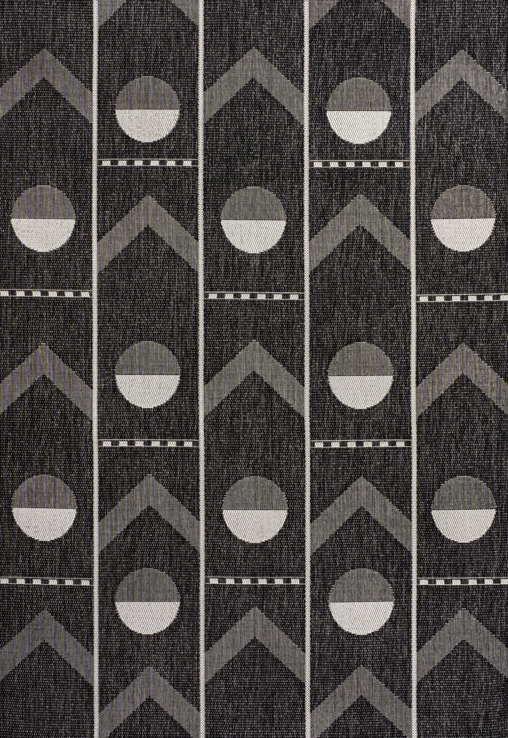 5' X 8' Black And Cream Geometric Indoor Outdoor Area Rug - Sports & Outdoor