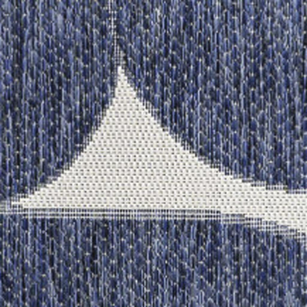 4' X 6' Navy Blue And Cream Geometric Indoor Outdoor Area Rug - Sports & Outdoor