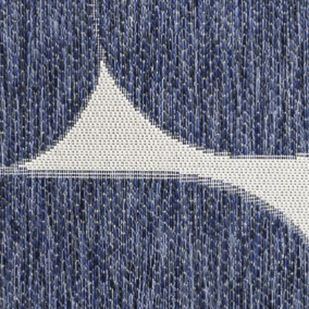 4' X 6' Navy Blue And Cream Geometric Indoor Outdoor Area Rug - Sports & Outdoor