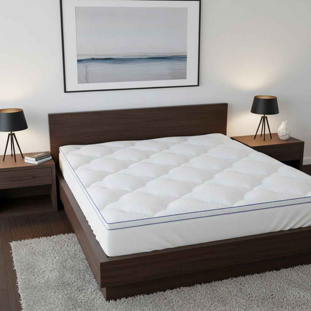 75" White Cotton Water Resistant Mattress topper with Removable Cover