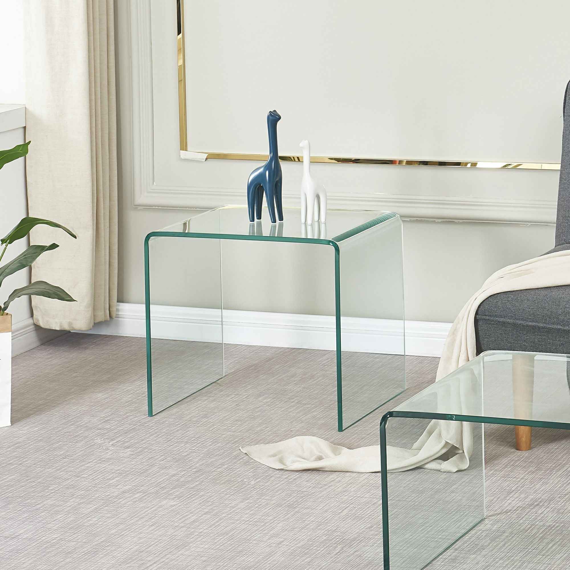 Clear Glass Floor Shelf End Tables