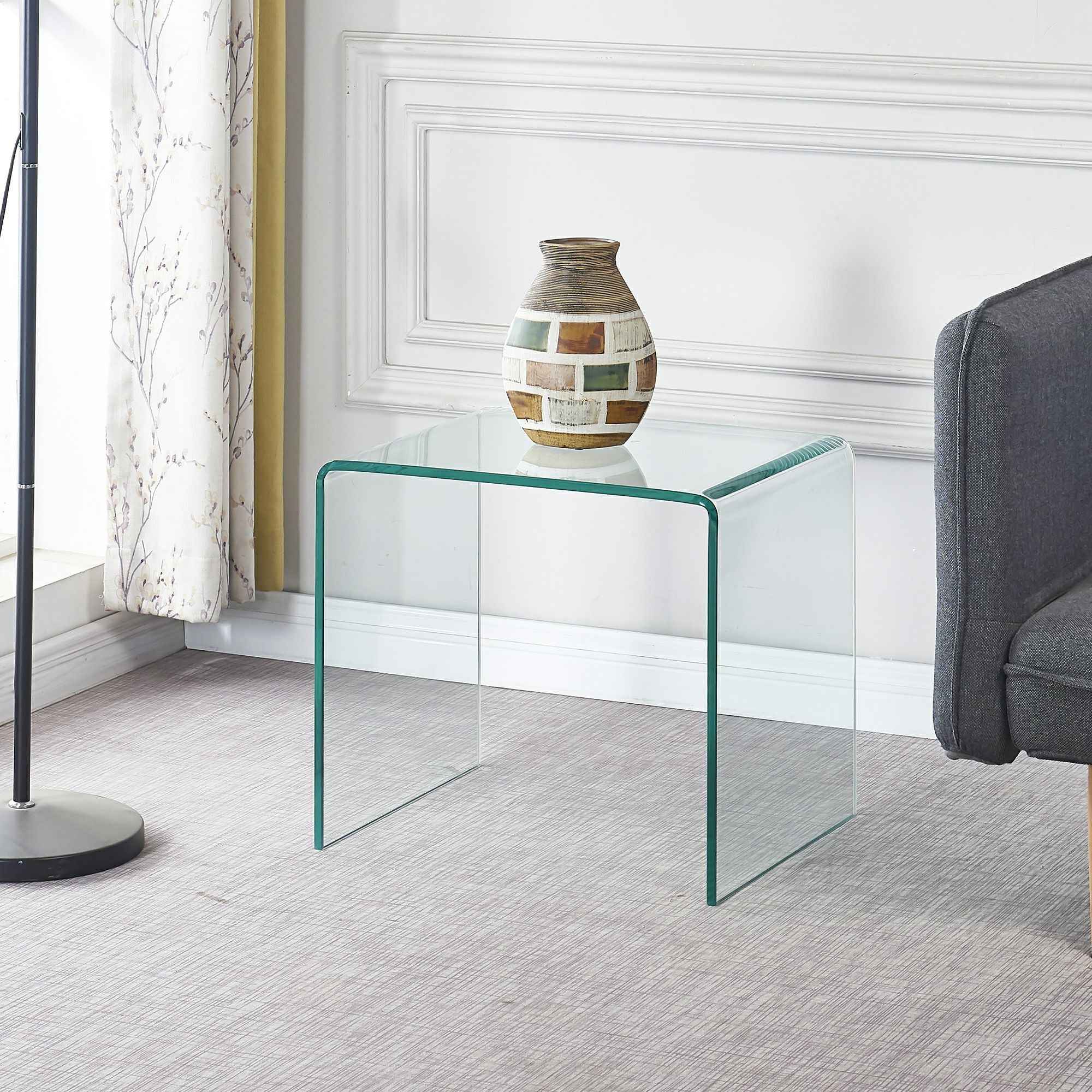 Clear Glass Floor Shelf End Tables