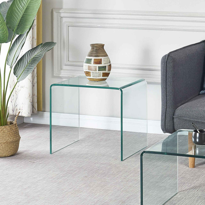 Clear Glass Floor Shelf End Tables