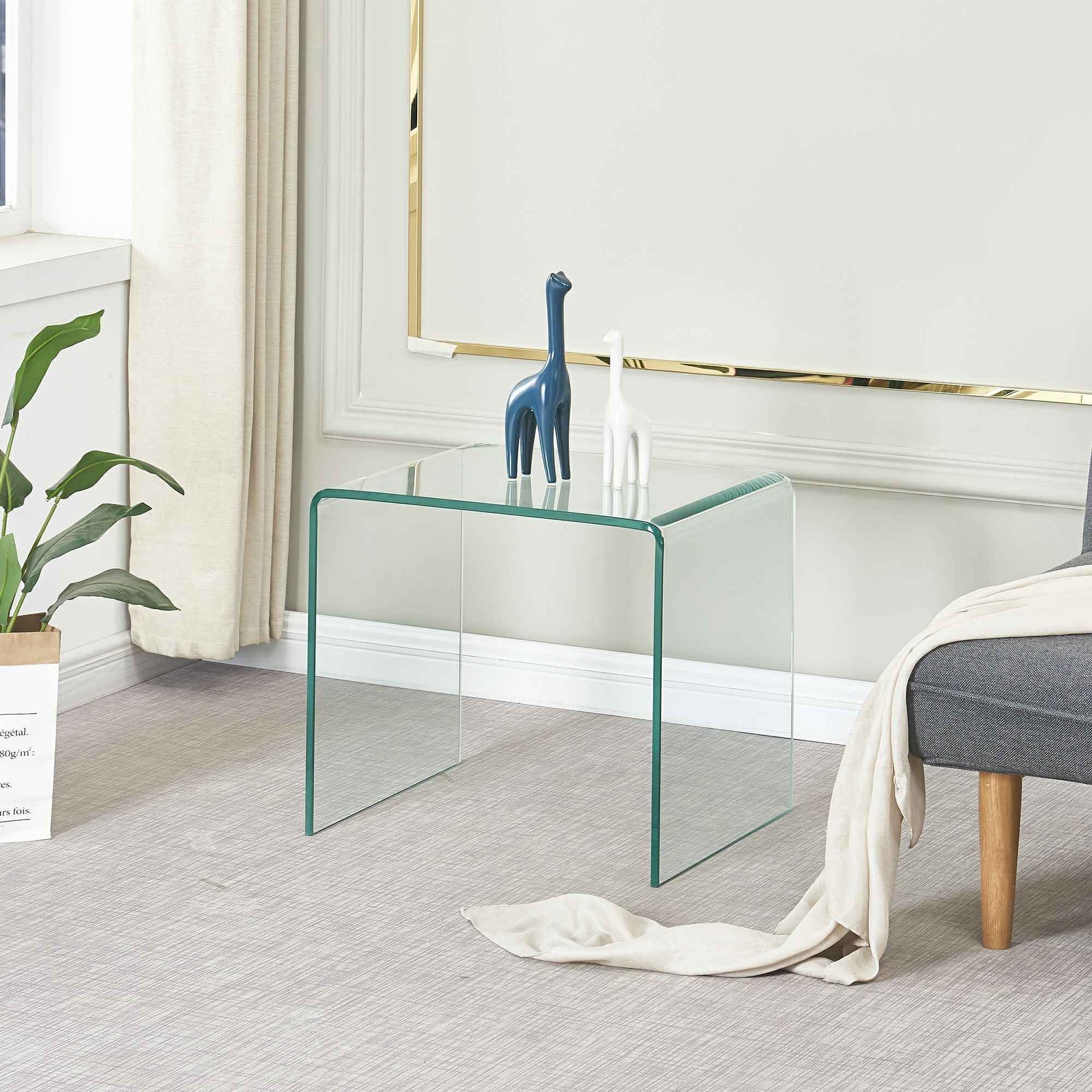 Clear Glass Floor Shelf End Tables