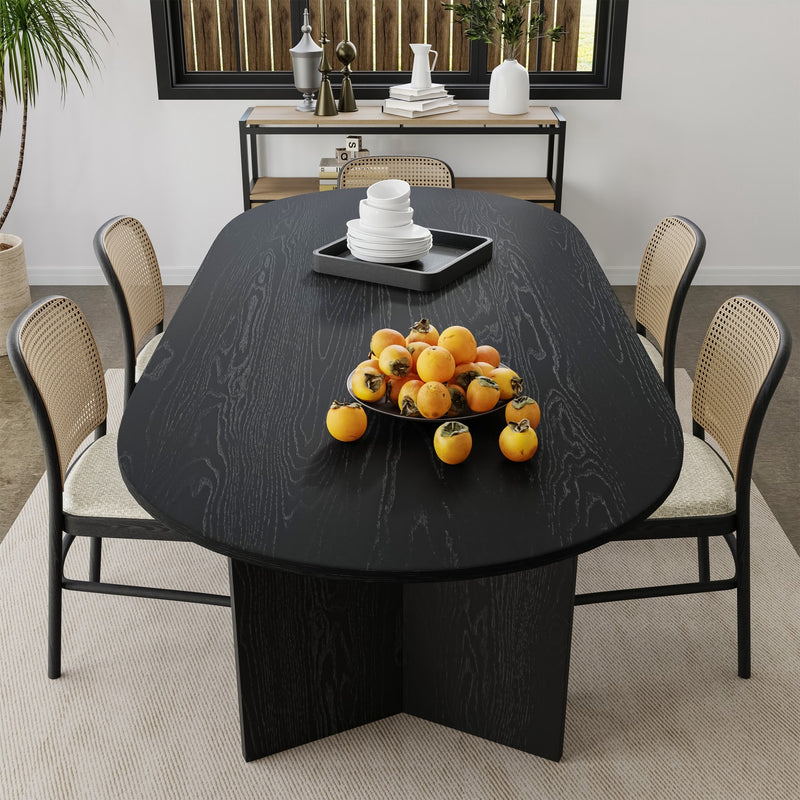 67" Black Wood Oval Bar Table