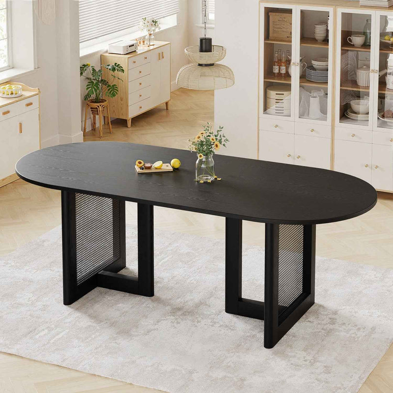 79" Black Wood Oval Bar Table