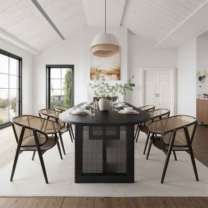 79" Black Wood Oval Bar Table