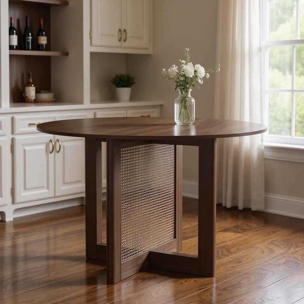 46" Walnut Wood Rounded Bar Table