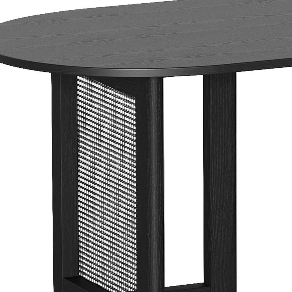 67" Black Wood Oval Bar Table Default Title