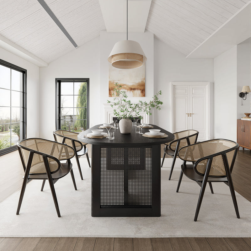 67" Black Wood Oval Bar Table