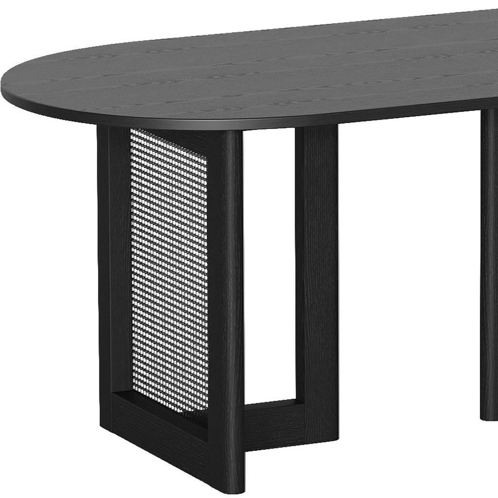 67" Black Wood Oval Bar Table