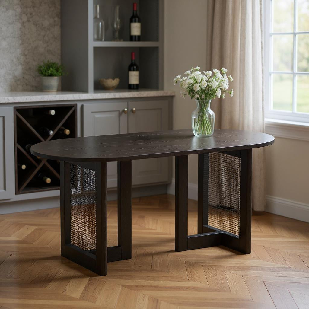 67" Black Wood Oval Bar Table