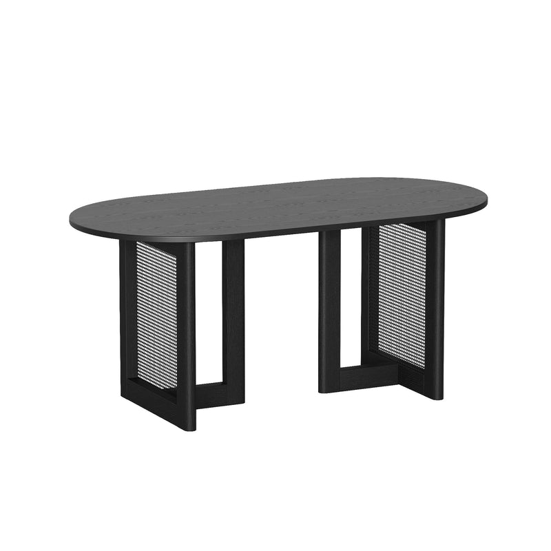 67" Black Wood Oval Bar Table