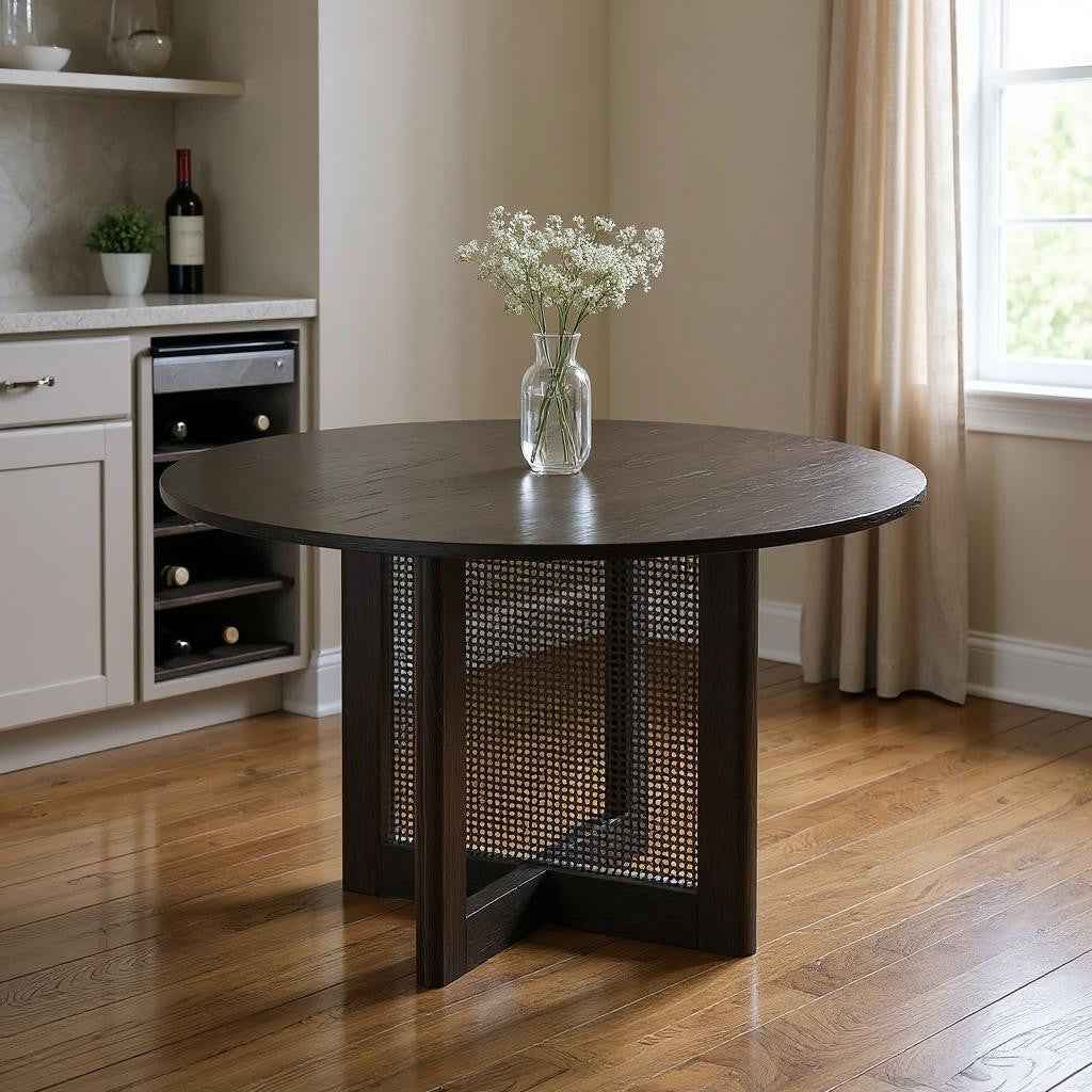 52" Black Wood Rounded Bar Table