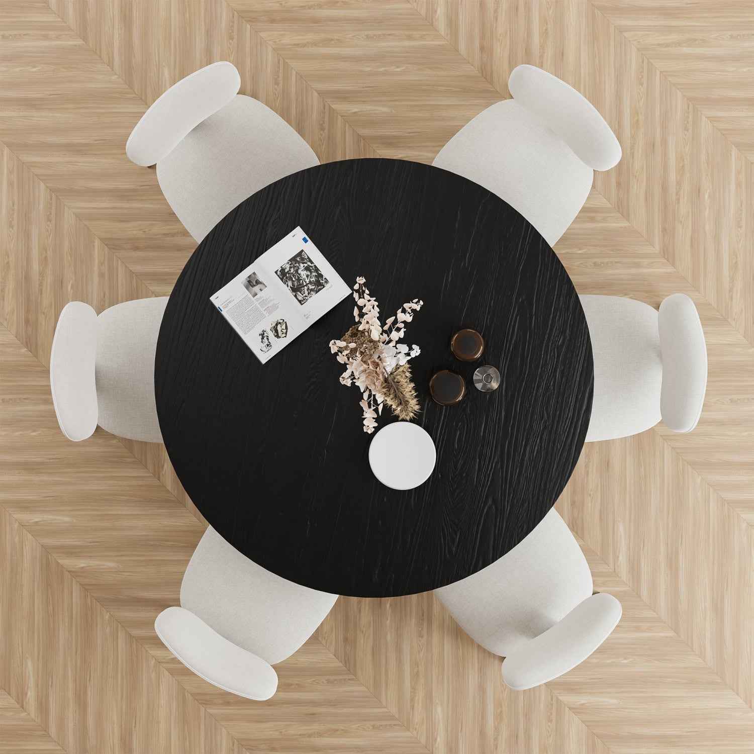 52" Black Wood Rounded Bar Table