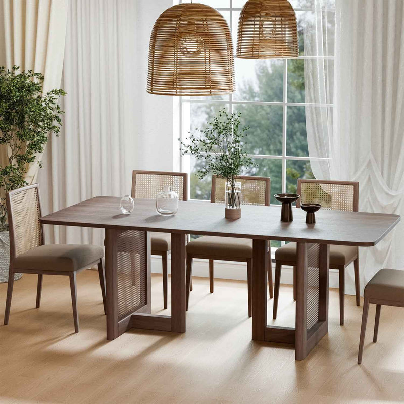 79" Walnut Wood Square Bar Table