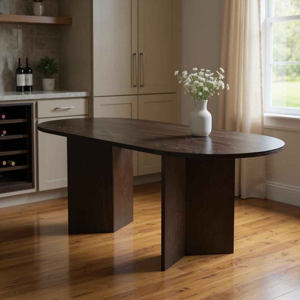 79" Black Wood Oval Bar Table