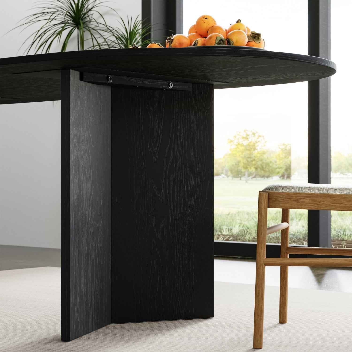 79" Black Wood Oval Bar Table