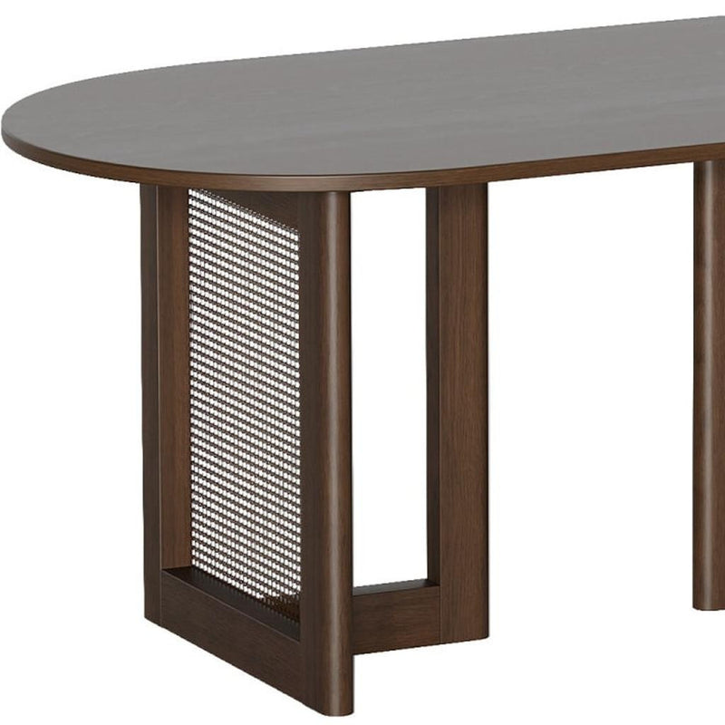 67" Walnut Wood Oval Bar Table