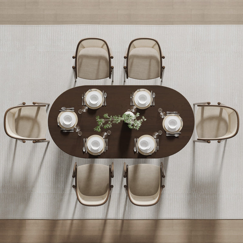 67" Walnut Wood Oval Bar Table