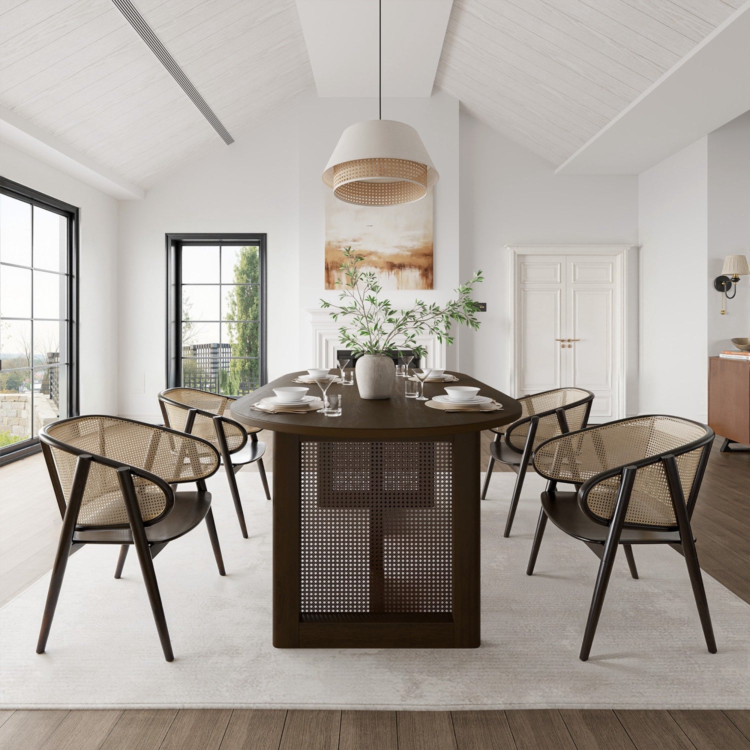67" Walnut Wood Oval Bar Table