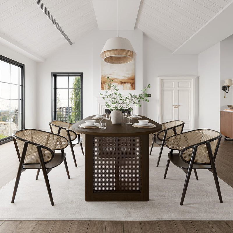 67" Walnut Wood Oval Bar Table