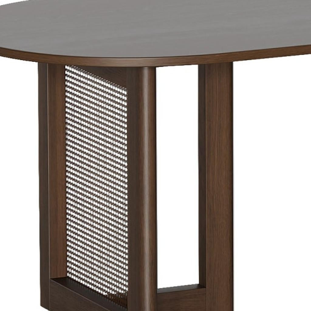 67" Walnut Wood Oval Bar Table