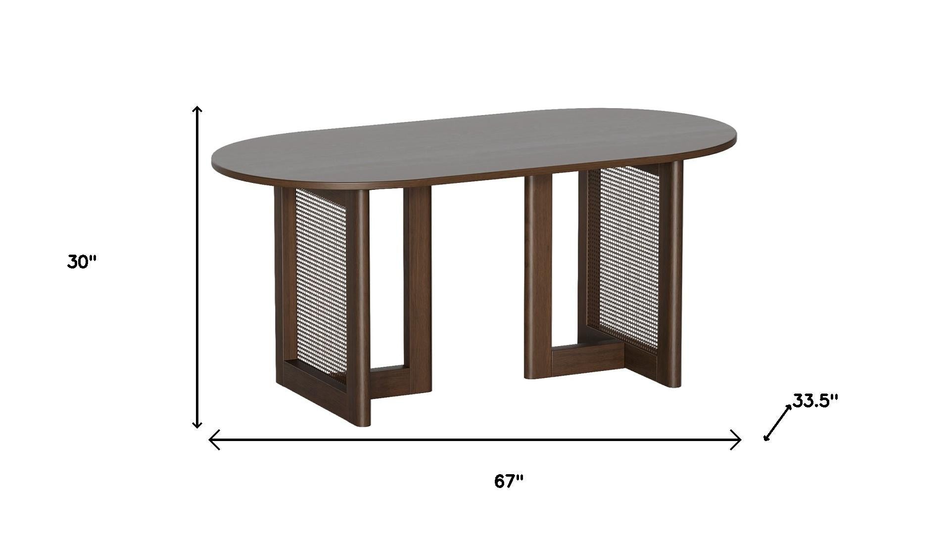 67" Walnut Wood Oval Bar Table