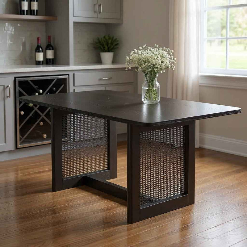 79" Black Wood Square Bar Table