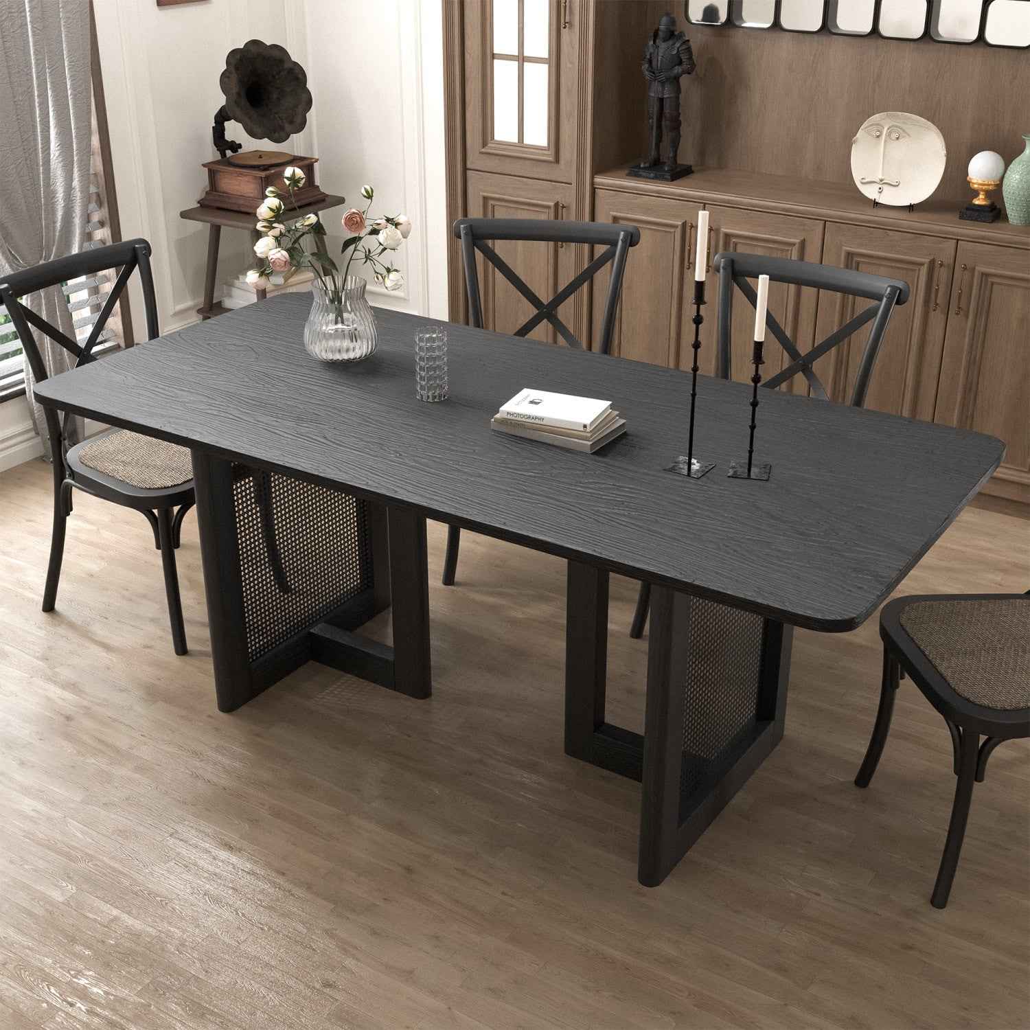 67" Black Wood Square Bar Table