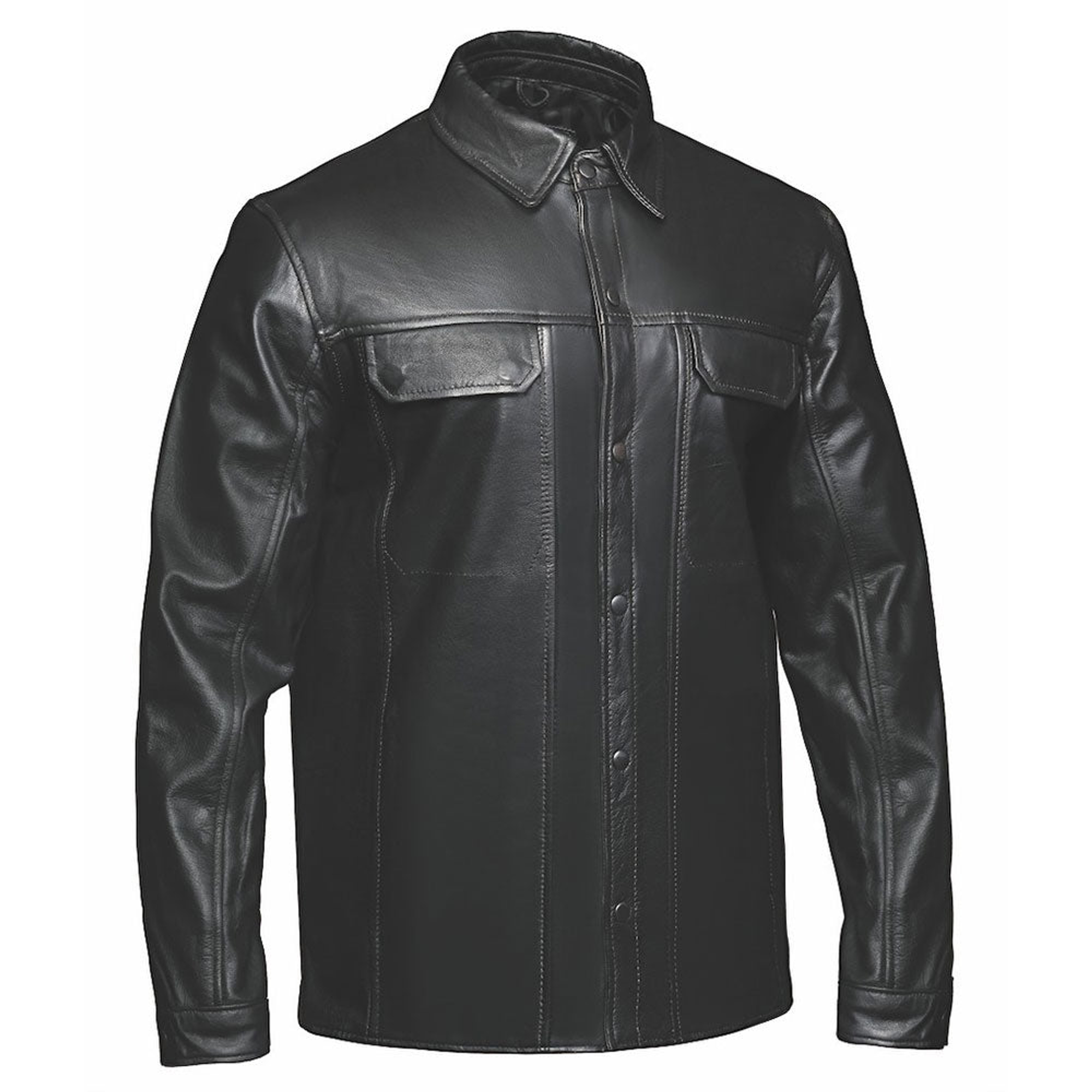 0867.NG - Mens Premium Leather Shirt Jacket - Black / 1 / XL - Men's