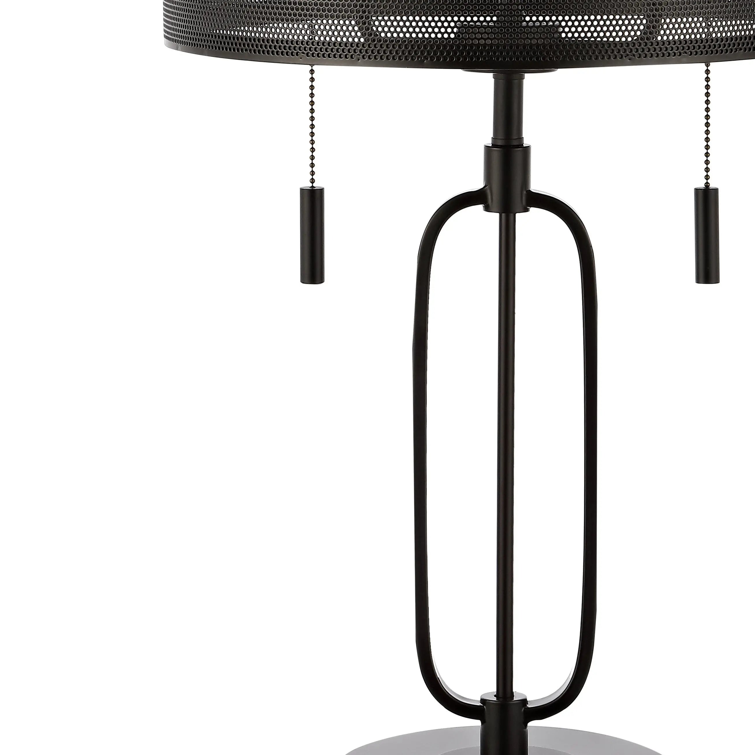 27" Antiqued Bronze Novelty Table Lamp With Drum Shade Homeroots Lighting