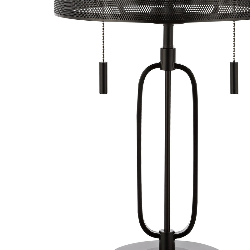 27" Antiqued Bronze Novelty Table Lamp With Drum Shade Homeroots Lighting