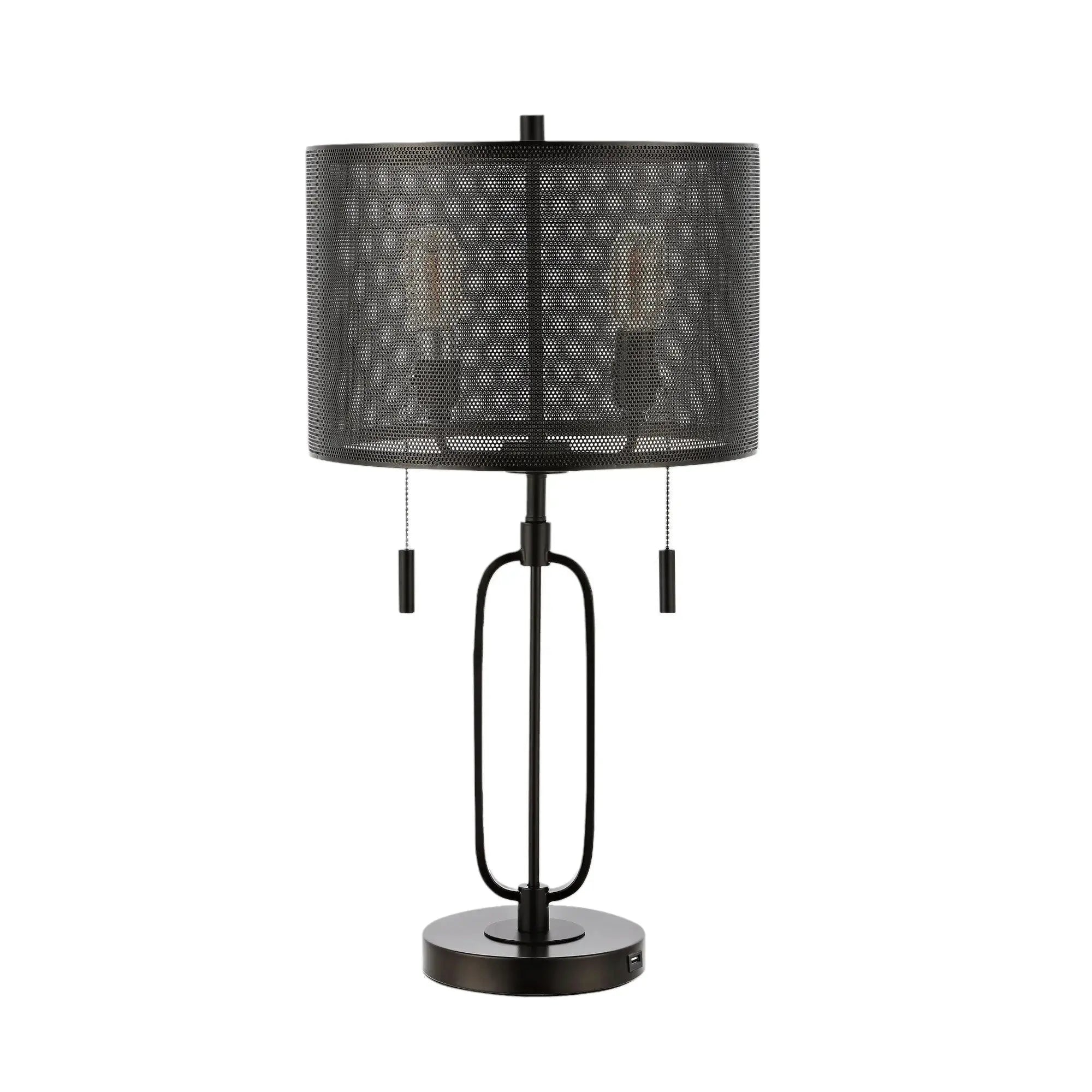 27" Antiqued Bronze Novelty Table Lamp With Drum Shade Homeroots Lighting