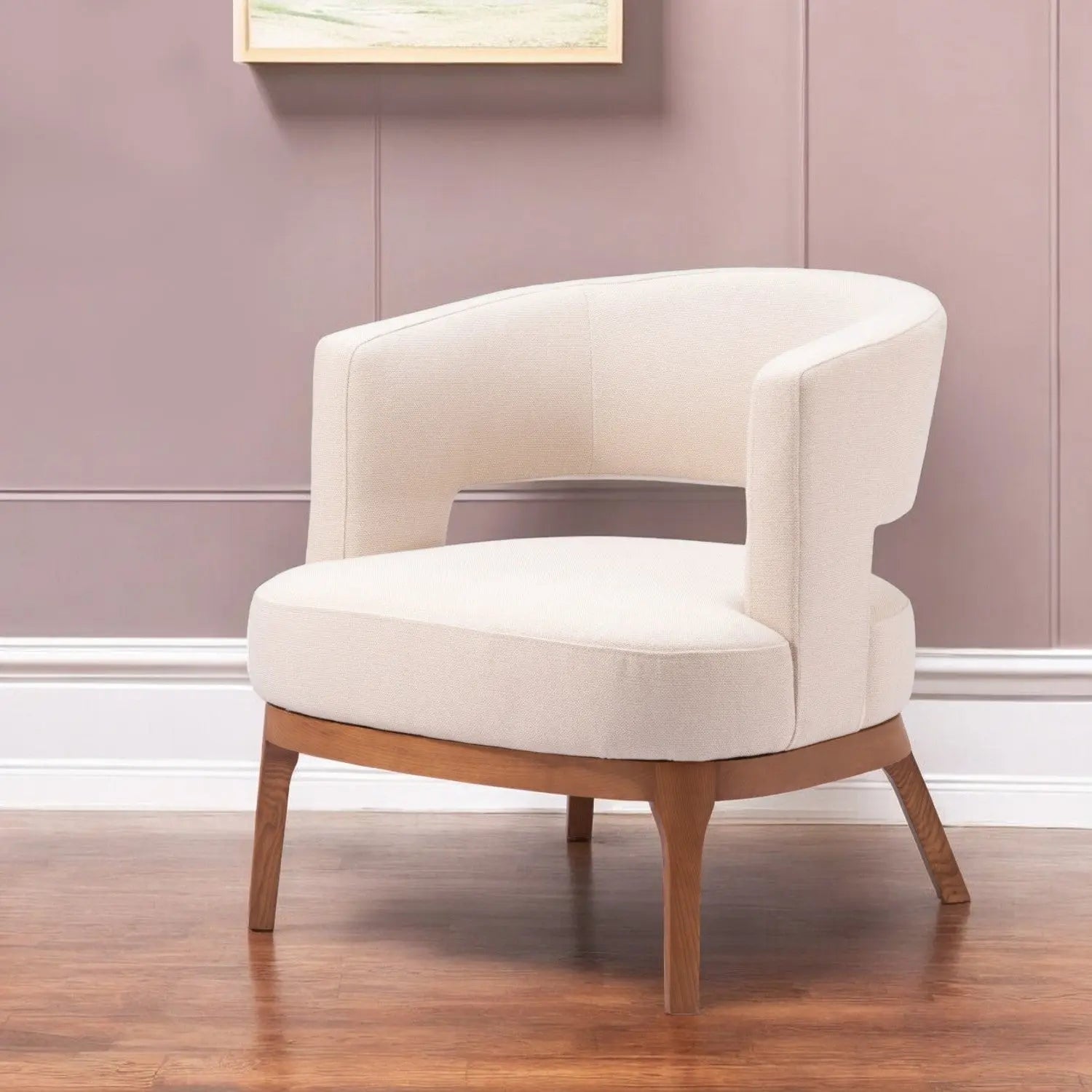 27" Beige And Brown Upholstered Arm Chair Homeroots Living Room