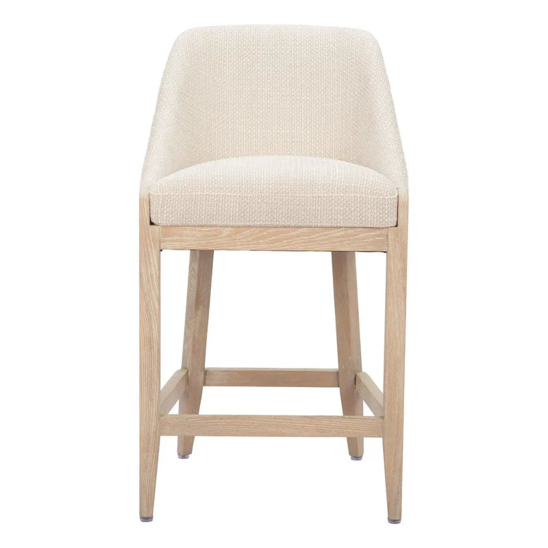 27" Beige and Natural Fabric and Solid Wood Counter Height Bar Chair Homeroots Living Room