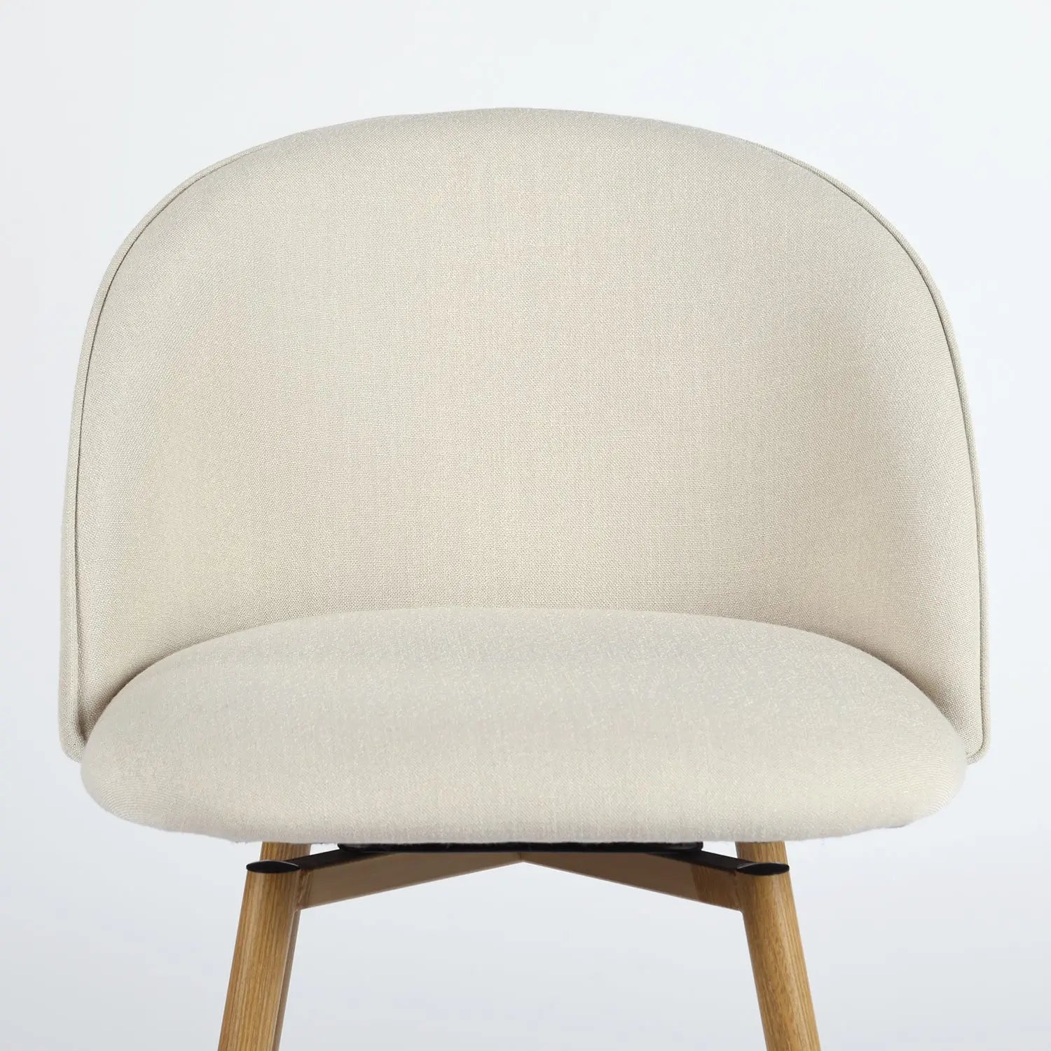 27" Beige and Oak Fabric and Metal Low Back Counter Height Swivel Bar Chair Homeroots Living Room