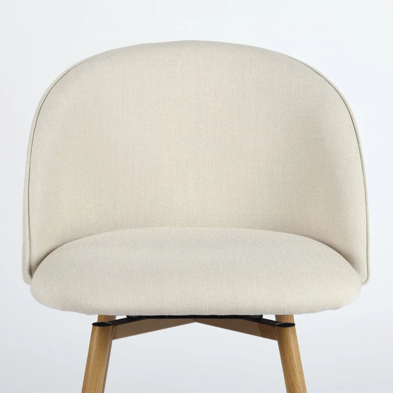 27" Beige and Oak Fabric and Metal Low Back Counter Height Swivel Bar Chair Homeroots Living Room