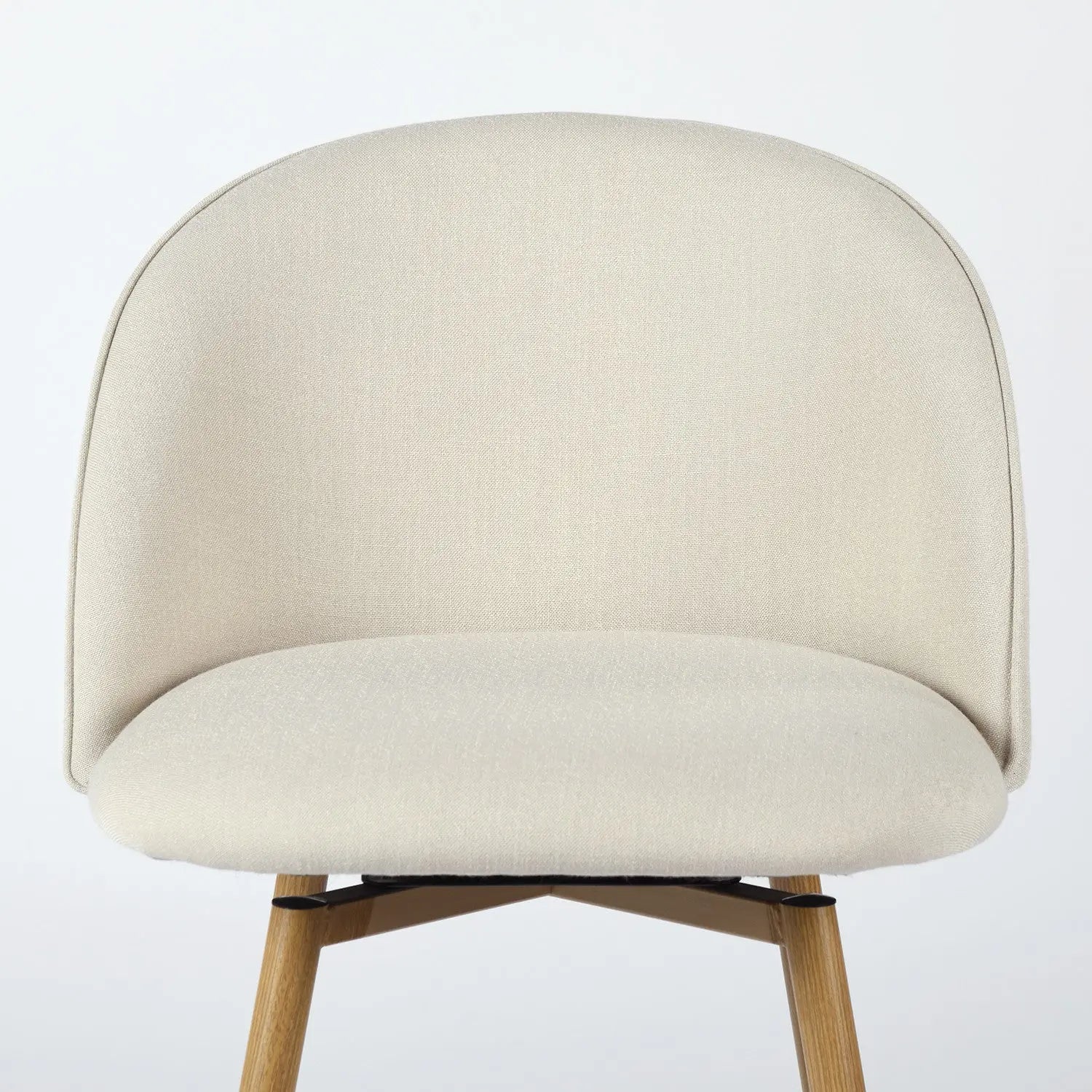 27" Beige and Oak Fabric and Metal Low Back Counter Height Swivel Bar Chair Homeroots Living Room