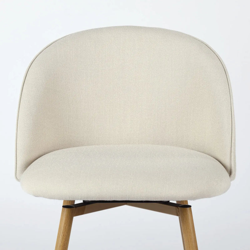 27" Beige and Oak Fabric and Metal Low Back Counter Height Swivel Bar Chair Homeroots Living Room