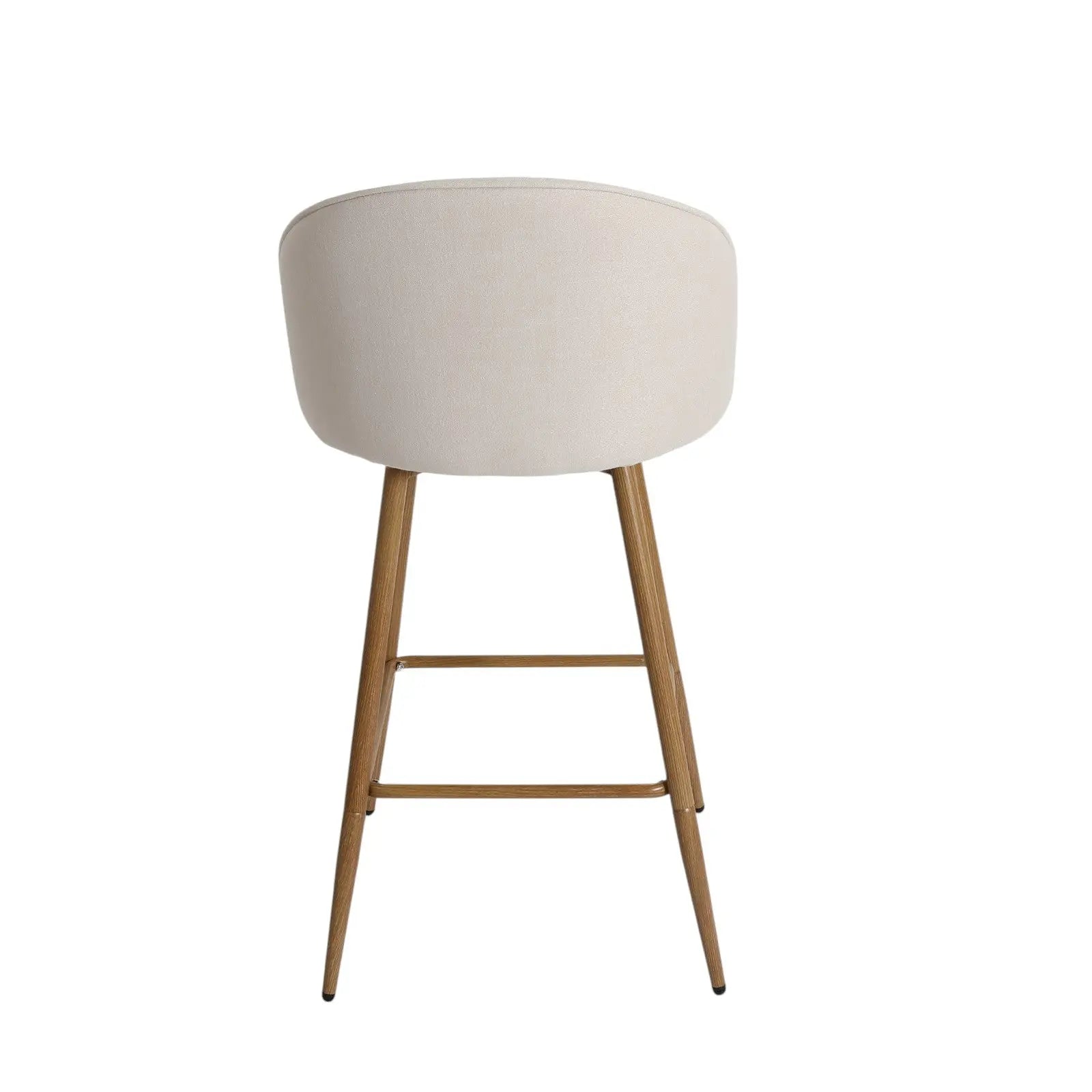 27" Beige and Oak Fabric and Metal Low Back Counter Height Swivel Bar Chair Homeroots Living Room