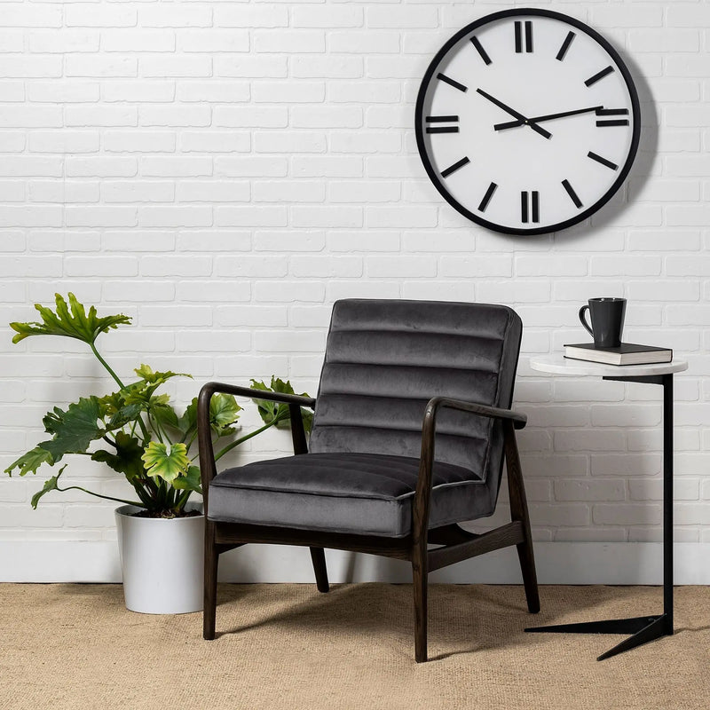27" Black And White Marble Round End Table - GreatEagleInc